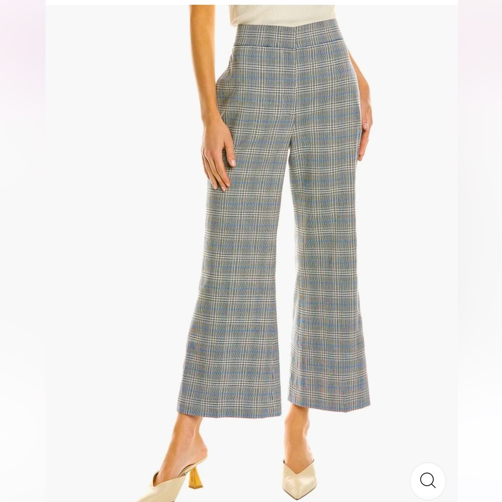 Rebecca Taylor Cropped Wool-Blend Flare Pant plaid